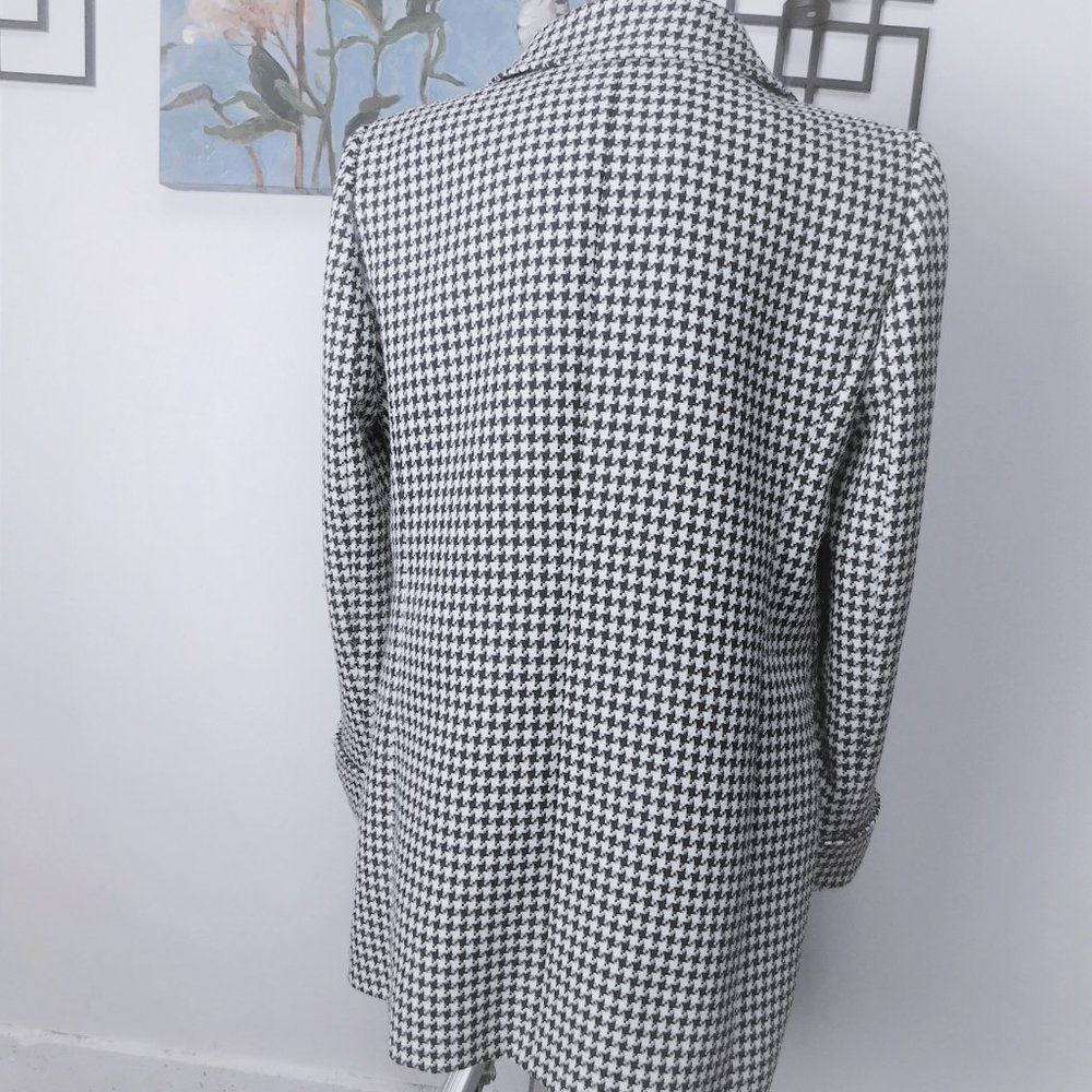 Tahari ASL Black and White Houndstooth Pea Coat - Picture 7 of 8